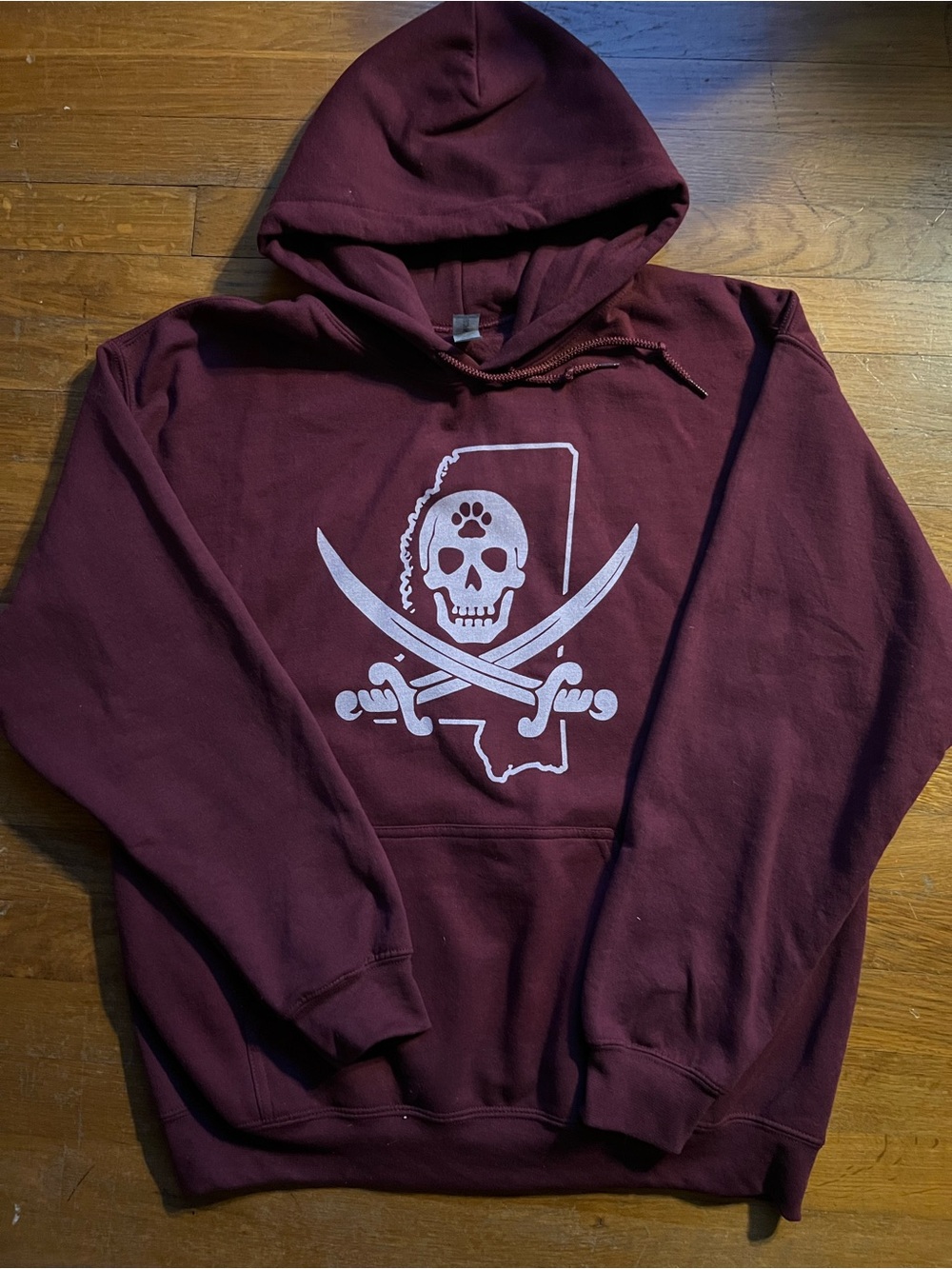 Mississippi State Mike Leach Hoodie with Skull & Crossed Sabers Graphic